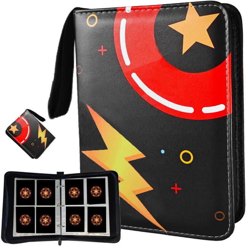 NUOSWEK Trading Card Binder 4 Pockets, 3-Ring Zipper 400 Pockets Card Holder Book with 50 Removable Sleeves, Card Folder Album for Trading Cards, Game Cards - Image 1